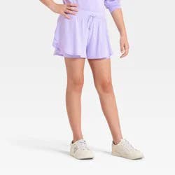Girls' Mid-Rise 2 in 1 Flowy Shorts - All In Motion™ Purple S