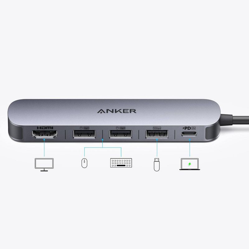 slide 2 of 6, Anker 5 in 1 Hub with HDMI Docking Station, 1 ct
