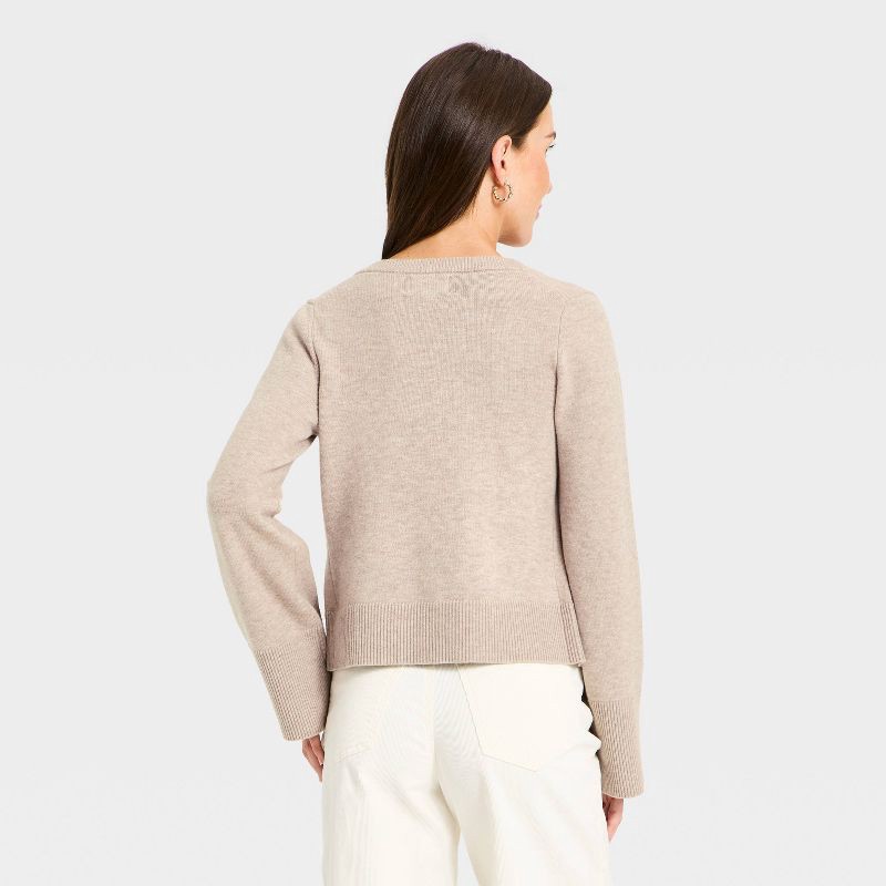 slide 2 of 3, Women's Button-Down Scoop Neck Cardigan Sweater - Universal Thread™ Taupe S, 1 ct