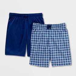 Boys' 2pk Plaid Pajama Shorts - Cat & Jack™ Navy Blue M