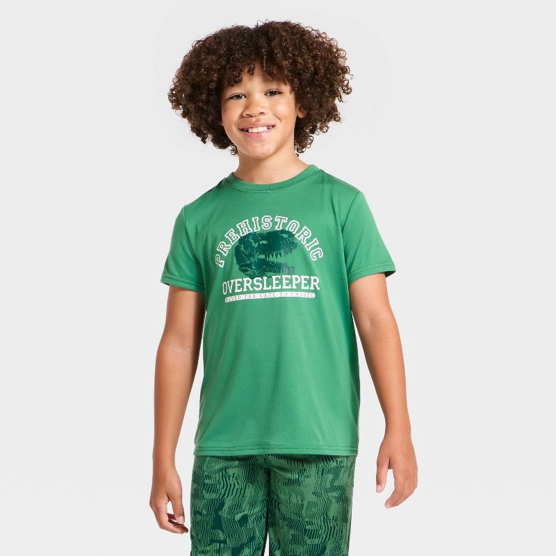 slide 3 of 4, Boys' 2pc Dinosaur T-Shirt and Pants Pajama Set - Cat & Jack™ Green M, 2 ct