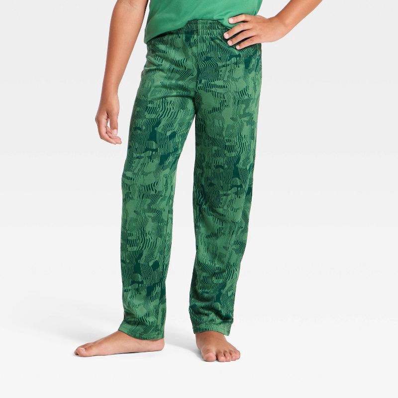 slide 4 of 4, Boys' 2pc Dinosaur T-Shirt and Pants Pajama Set - Cat & Jack™ Green L, 2 ct