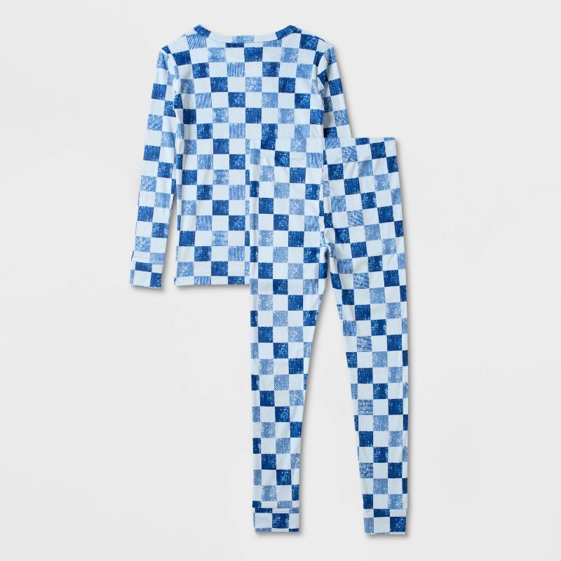 slide 2 of 3, Kids' 2pc Checkered Snuggly Soft Pajama Set - Cat & Jack™ Blue 6, 2 ct