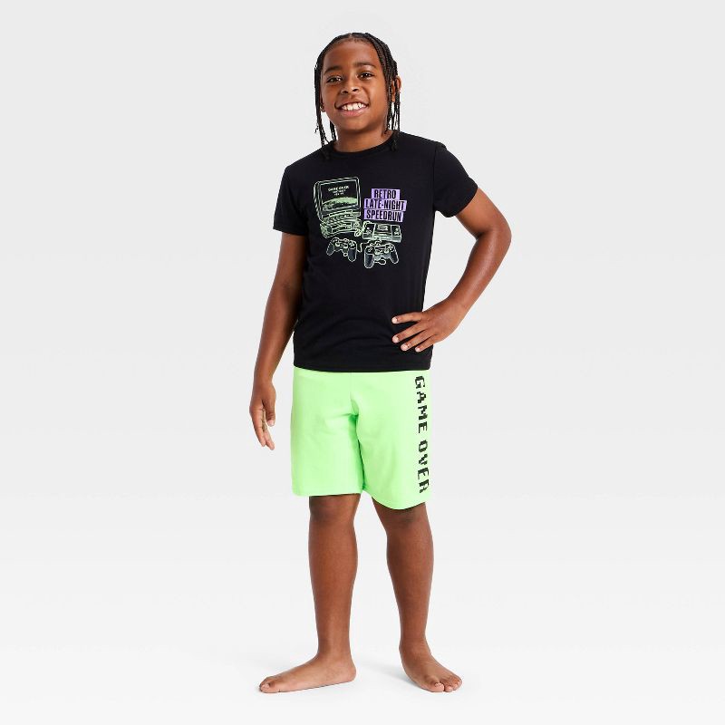 slide 3 of 4, Boys' 3pc Gamer Short Sleeve Pajama Set - Cat & Jack™ Black/Green L, 3 ct