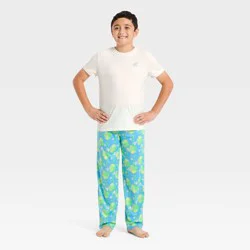 Boys' 2pc Palm Tree T-Shirt and Pants Pajama Set - Cat & Jack™ Cream/Turquoise Green S