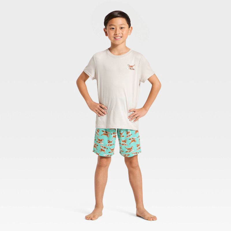 slide 3 of 4, Boys' 3pc Dog Short Sleeve Pajama Set - Cat & Jack™ Beige/Brown S, 3 ct