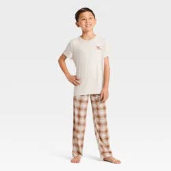 Boys' 3pc Dog Short Sleeve Pajama Set - Cat & Jack™ Beige/Brown L