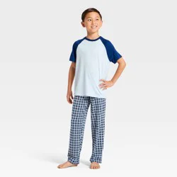 Boys' 3pc Colorblock Short Sleeve Pajama Set - Cat & Jack™ Blue XS
