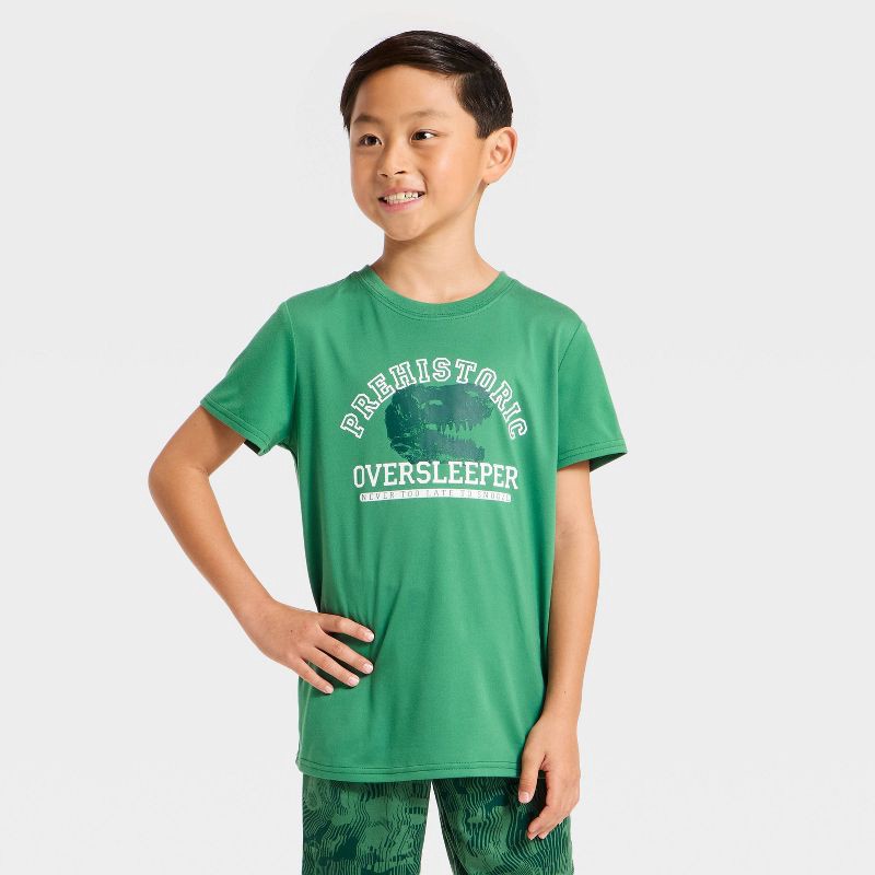slide 3 of 4, Boys' 2pc Dinosaur T-Shirt and Shorts Pajama Set - Cat & Jack™ Green S, 2 ct