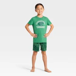 Boys' 2pc Dinosaur T-Shirt and Shorts Pajama Set - Cat & Jack™ Green S