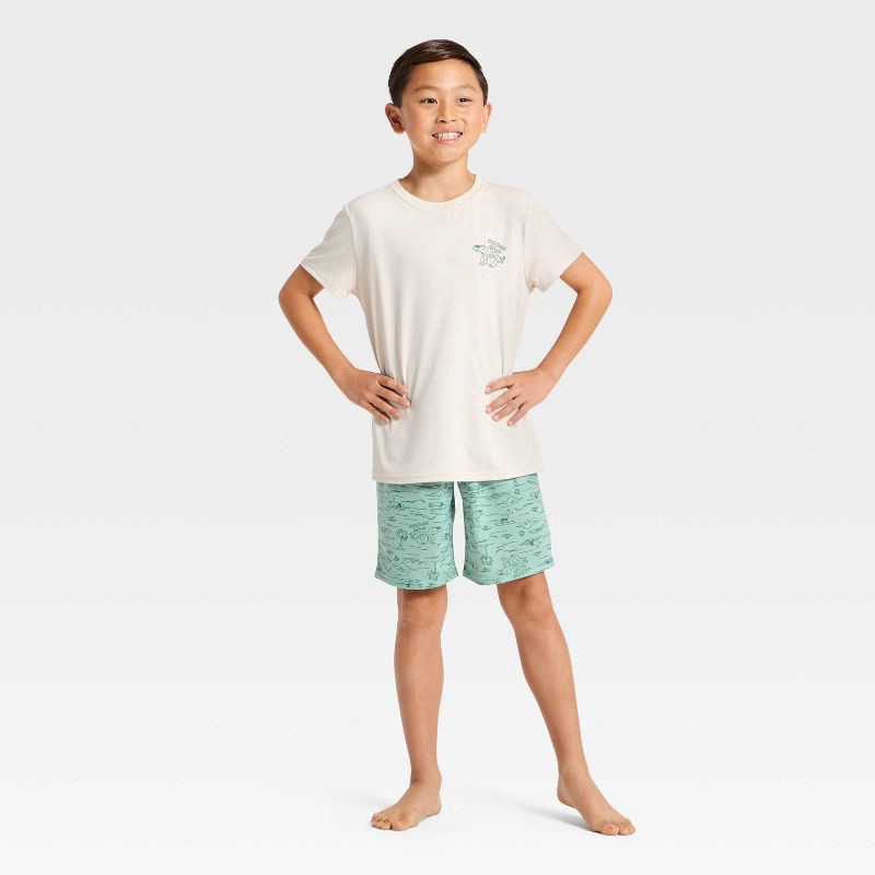 slide 3 of 4, Boys' 3pc Alligator Short Sleeve Pajama Set - Cat & Jack™ White/Green S, 3 ct