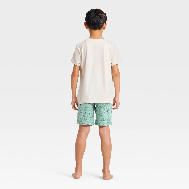 slide 4 of 4, Boys' 3pc Alligator Short Sleeve Pajama Set - Cat & Jack™ White/Green S, 3 ct