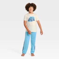 Boys' 3pc Race Car Short Sleeve Pajama Set - Cat & Jack™ Cream/Blue S