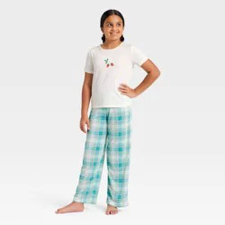 Girls' 3pc Strawberry Short Sleeve Pajama Set - Cat & Jack™ Green L