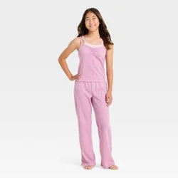 Girls' Jacquard Polka Dots Tank Top and Pants Pajama Set - art class™ Purple XL
