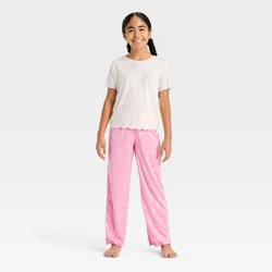Girls' 2pc Vacation Postage T-Shirt and Pants Pajama Set - Cat & Jack™ Pink M