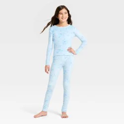 Girls' 2pc Floral Snuggly Soft Pajama Set - Cat & Jack™ Blue 14