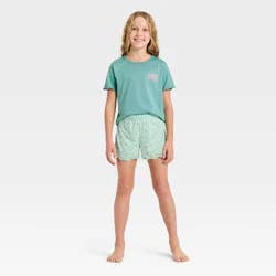 Girls' 2pc Wildflowers T-Shirt and Shorts Pajama Set - Cat & Jack™ Green XS
