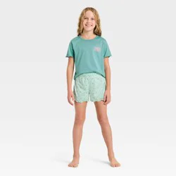 Girls' 2pc Wildflowers T-Shirt and Shorts Pajama Set - Cat & Jack™ Green M