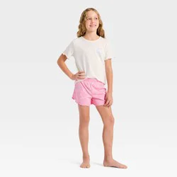 Girls' 2pc Vacation Postage T-Shirt and Shorts Pajama Set - Cat & Jack™ Pink M