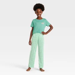 Girls' 2pc Wildflowers T-Shirt and Pants Pajama Set - Cat & Jack™ Green M