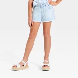 Girls' Mid-Rise Cutoff Jean Shorts - Cat & Jack™ Light Wash S