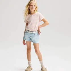Girls' Mid-Rise Cutoff Jean Shorts - Cat & Jack™ Light Wash L