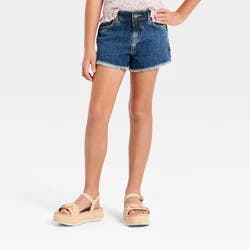 Girls' Mid-Rise Cutoff Jean Shorts - Cat & Jack™ Medium Wash M
