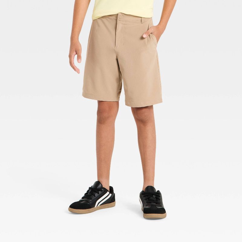 slide 1 of 3, Boys' Regular Fit Golf Shorts - All In Motion™ Tan 12, 1 ct