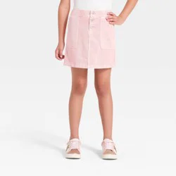 Girls' Patch Pocket Denim Skirt - Cat & Jack™ Peach Pink S