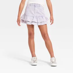 Girls' Tiered Ruffle Denim Skirt - Cat & Jack™ Light Purple XS