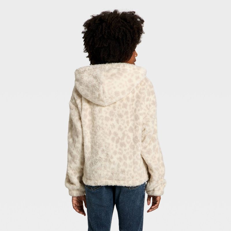 slide 3 of 4, Girls' Hello Kitty Woobie Fleece Hooded Zip-Up Sweatshirt - Ivory XS, 1 ct
