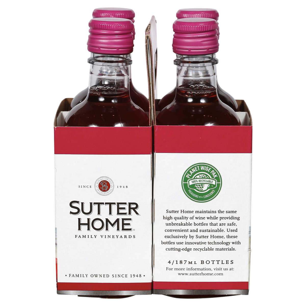 slide 10 of 40, Sutter Home Pink Moscato Pink Wine, 187mL Wine Bottles (4 Pack), 10% ABV, 187 ml