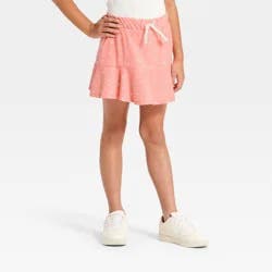 Girls' Tiered Knit Hearts Skort - Cat & Jack™ Peach Pink L