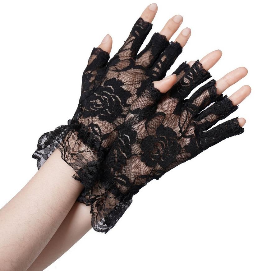 slide 1 of 1, Party City Adult Black Lace Gloves, 1 ct