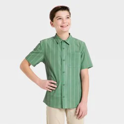 Boys' Textured Woven Shirt - All In Motion™ Green M