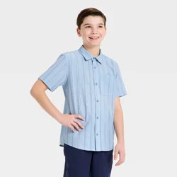 Boys' Textured Woven Shirt - All In Motion™ Slate Blue XS