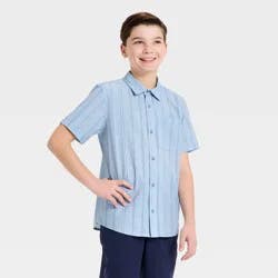 Boys' Textured Woven Shirt - All In Motion™ Slate Blue L