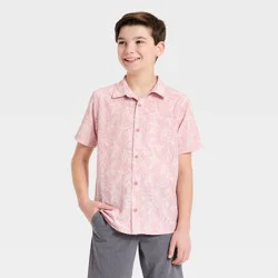 Boys' Textured Woven Shirt - All In Motion™ Pink S