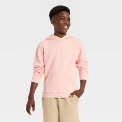 Boys' French Terry Hooded Pullover Sweatshirt - All In Motion™ Light Pink S