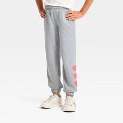 Girls' Valentine's Day French Terry Jogger Pants - Cat & Jack™ Heather Gray L