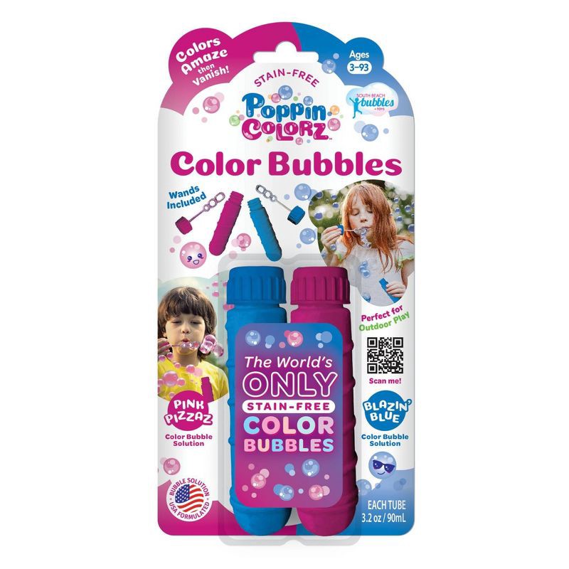 slide 1 of 8, PoppinColorz 2-pack Bubble Tubes - Pink/Blue, 1 ct