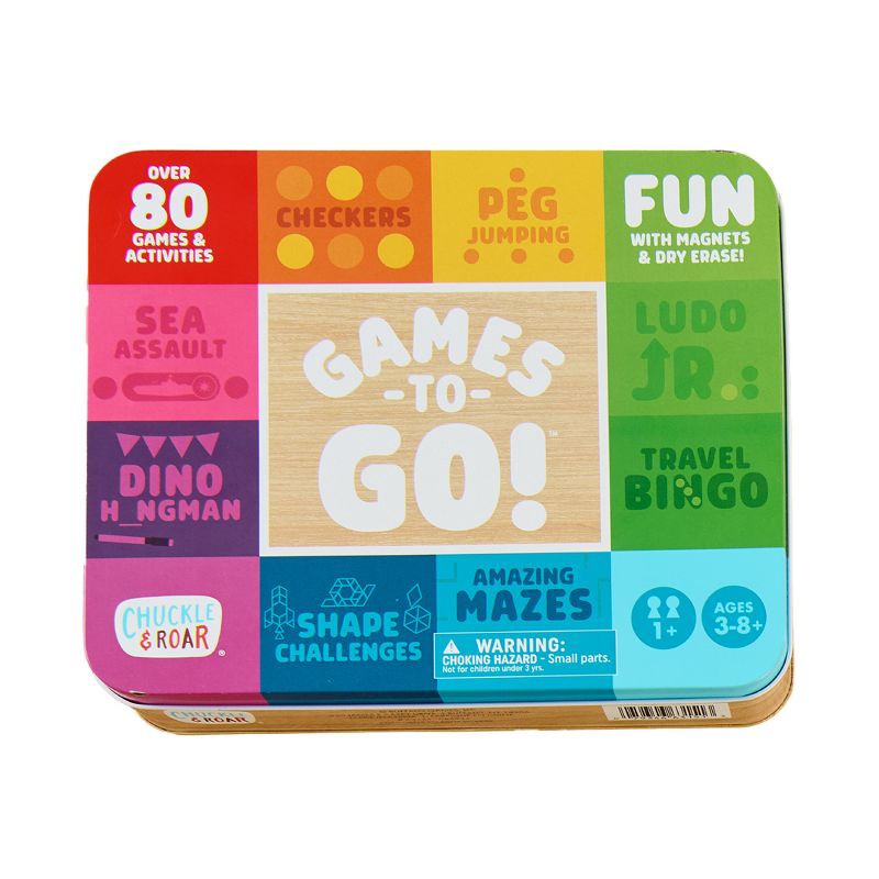 slide 1 of 8, Chuckle & Roar Games On the Go Tin Travel Game Set for Kids Ages 3-6+, 1 ct