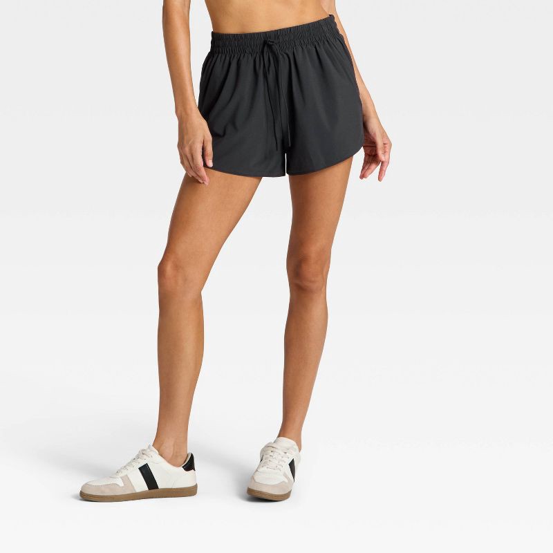 slide 1 of 5, Women's Active Light All Activity Woven Shorts 3" - All In Motion™ Black S, 1 ct
