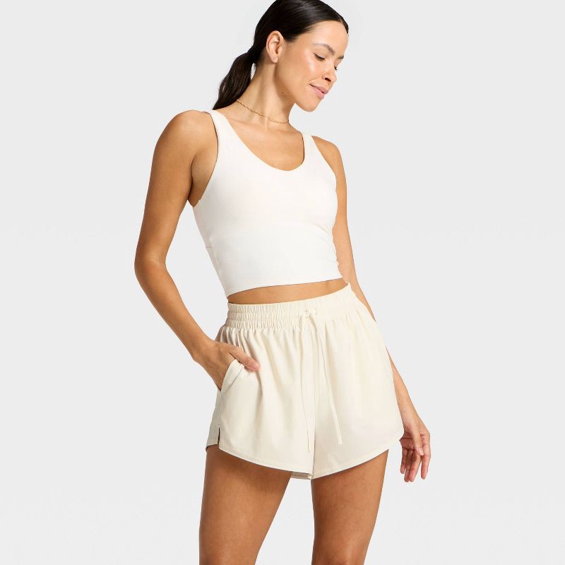 slide 3 of 5, Women's Active Light All Activity Woven Shorts 3" - All In Motion™ White L, 1 ct