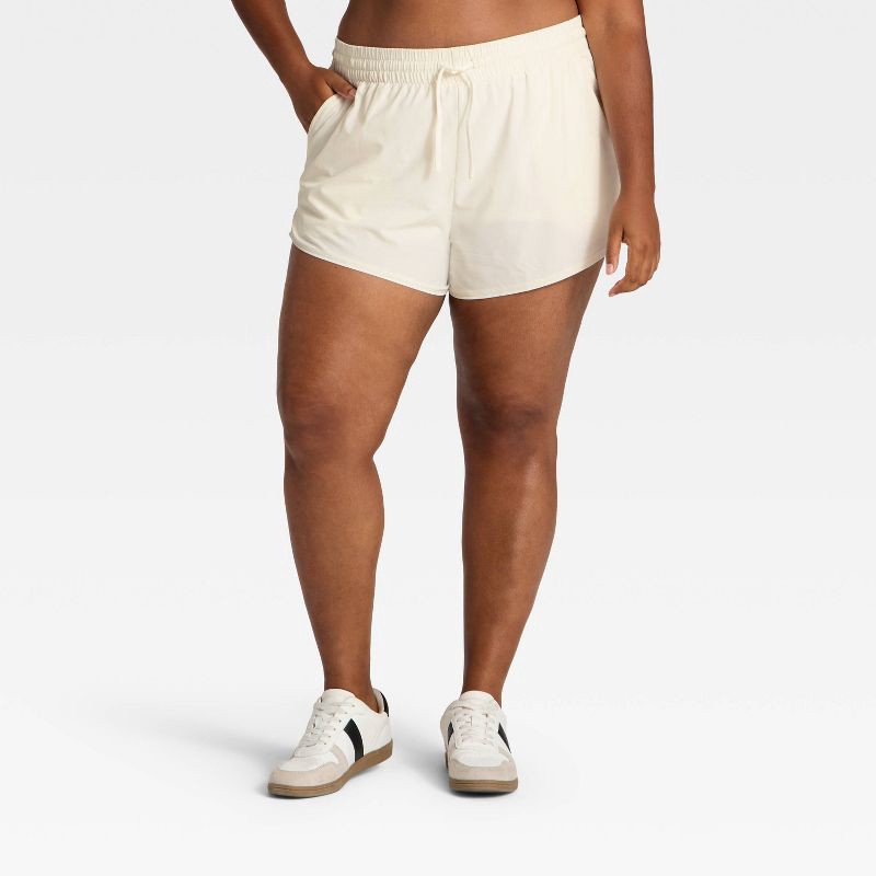 slide 4 of 5, Women's Active Light All Activity Woven Shorts 3" - All In Motion™ White L, 1 ct