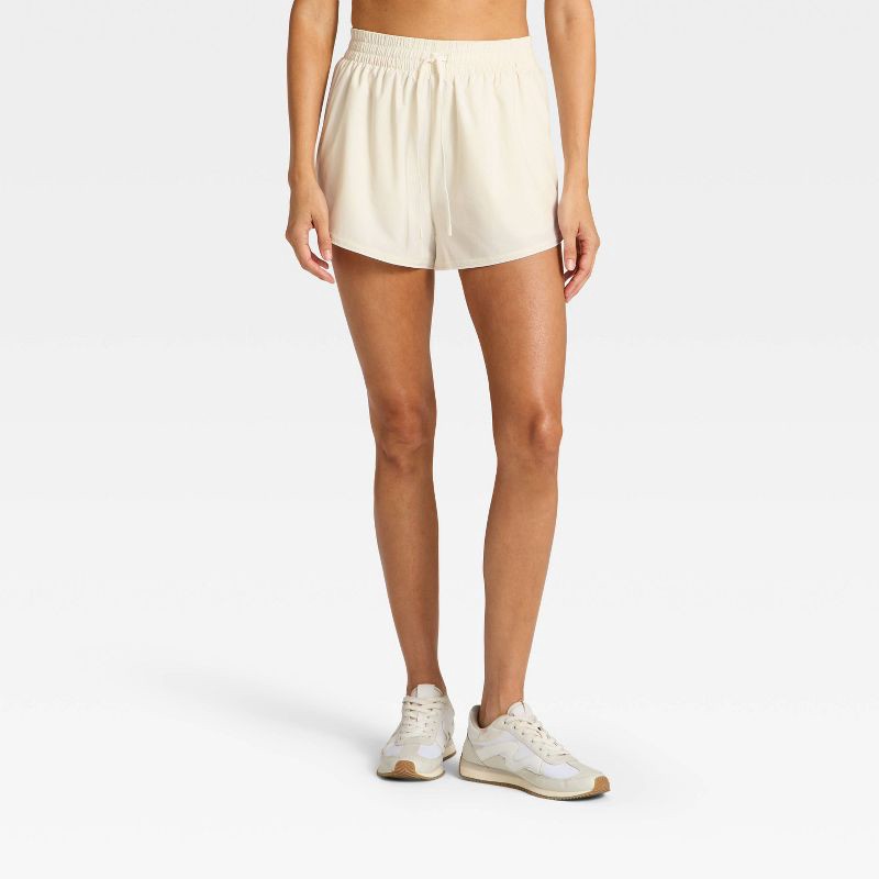 slide 1 of 5, Women's Active Light All Activity Woven Shorts 3" - All In Motion™ White L, 1 ct