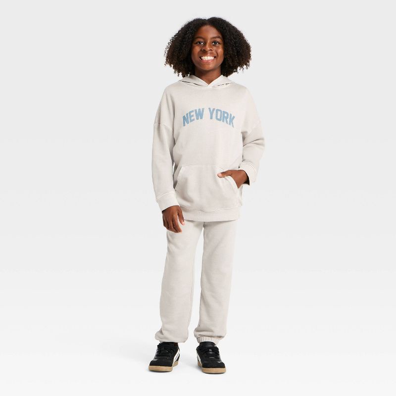 slide 4 of 4, Boys' Fleece Hoodie Sweatshirt - Cat & Jack™ Stone Gray M, 1 ct