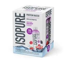 Isopure Ready to Drink Mixed Berry 15g Clear Protein Water with Electrolytes - 4pk/20 fl oz