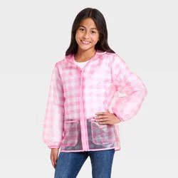 Girls' Gingham Clear Rain Jacket - Cat & Jack™ Pink XS